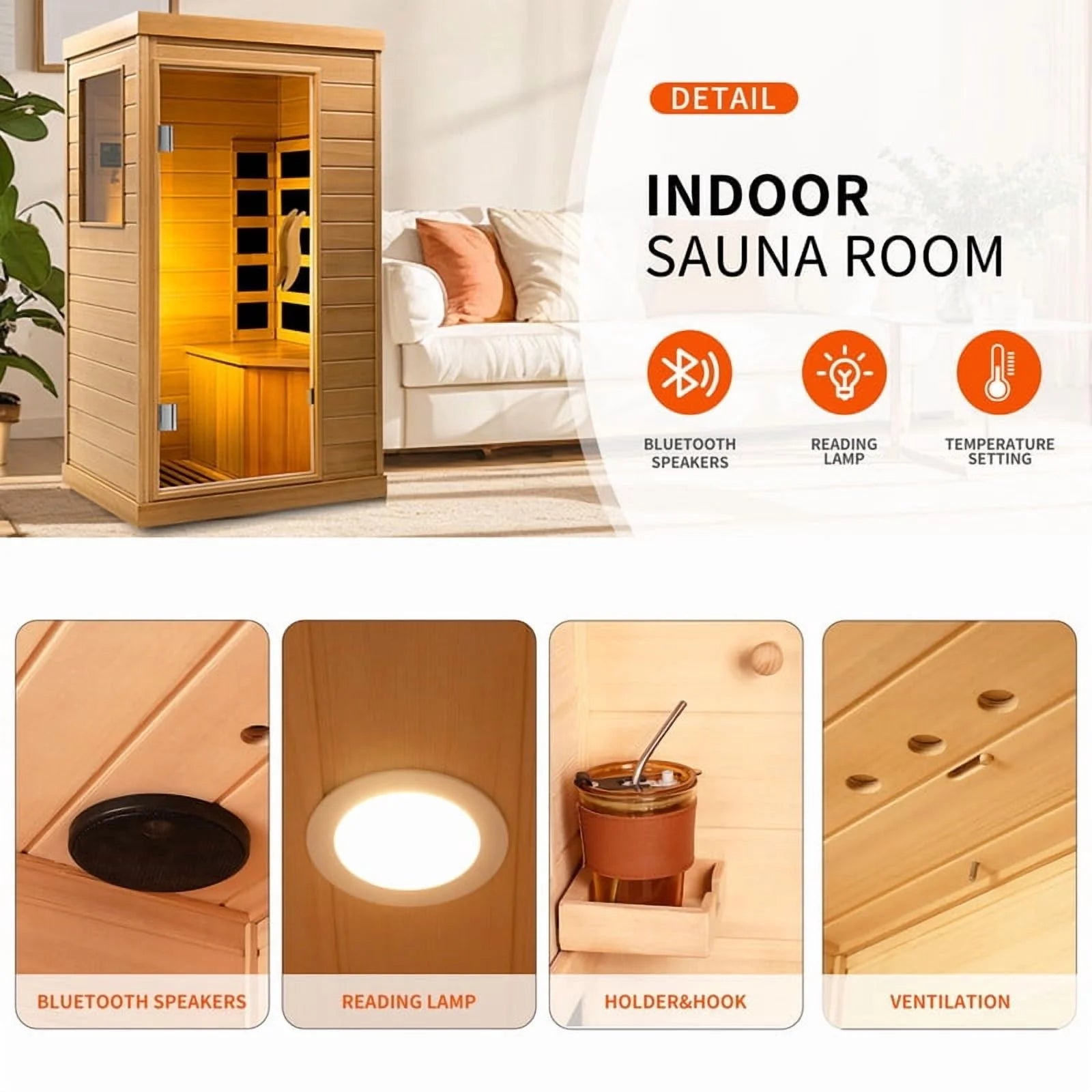 The Soothyla Classic Cedar Sanctuary is a 1-person low EMF far infrared home sauna crafted from Canada Hemlock wood. Deep heat therapy at home. Free US shipping. 30-day guarantee.