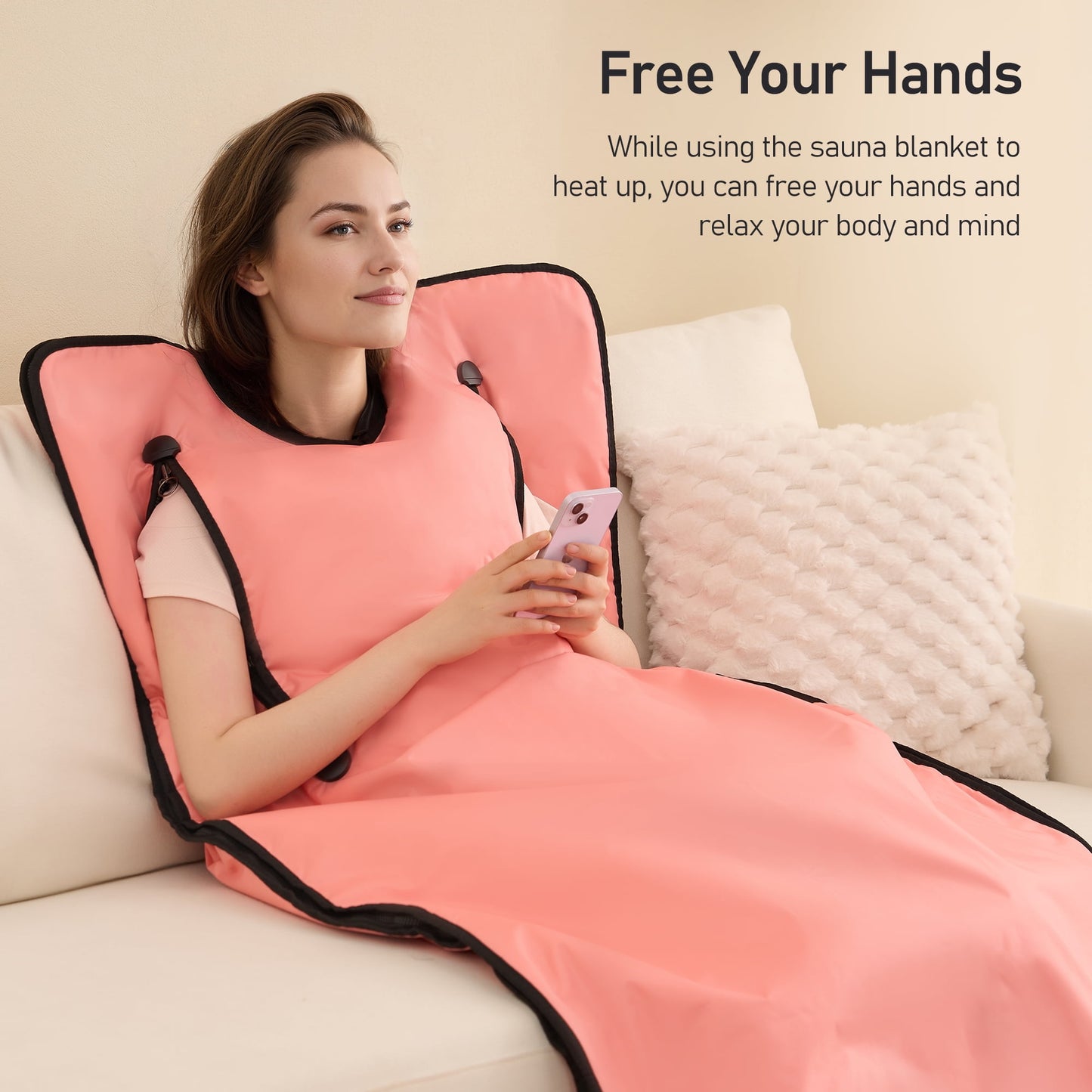 The Soothyla Sanctuary Blanket in Pink delivers far infrared heat therapy at home. 6 heat levels, 95–185°F, portable and foldable. Perfect gift. Free US shipping. 30-day guarantee.
