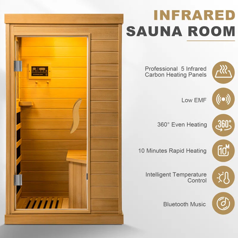 Far Infrared Wood Sauna Box ,Traditional Sauna Room Indoor Home Spa Low-Emf Dry Saunas Single Person Spa Canada Hemlock,