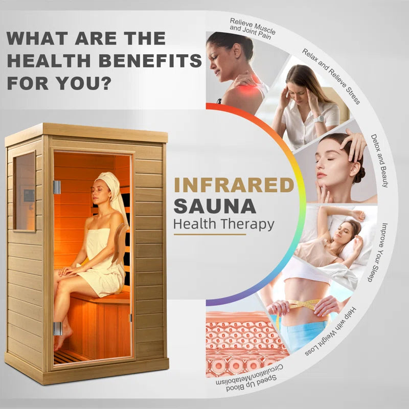 Far Infrared Wood Sauna Box ,Traditional Sauna Room Indoor Home Spa Low-Emf Dry Saunas Single Person Spa Canada Hemlock,