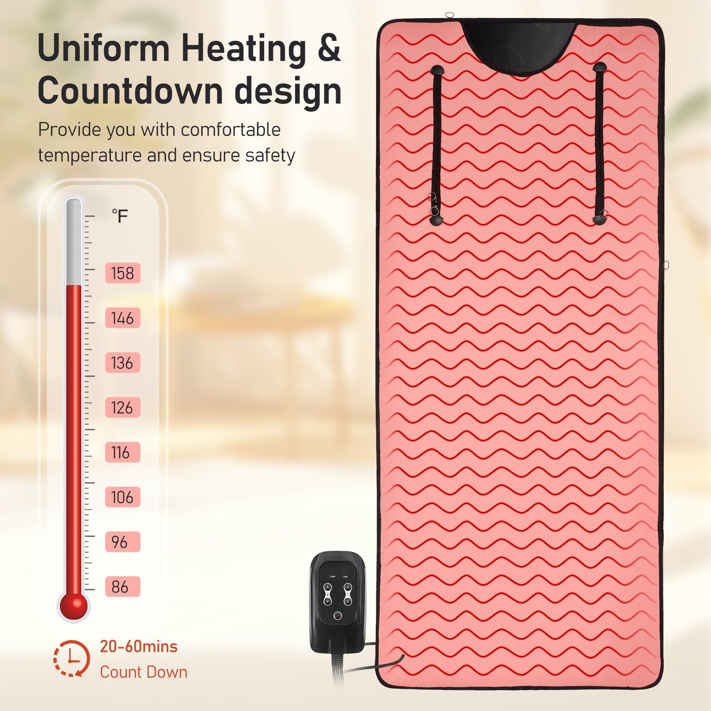 The Soothyla Sanctuary Blanket in Pink delivers far infrared heat therapy at home. 6 heat levels, 95–185°F, portable and foldable. Perfect gift. Free US shipping. 30-day guarantee.
