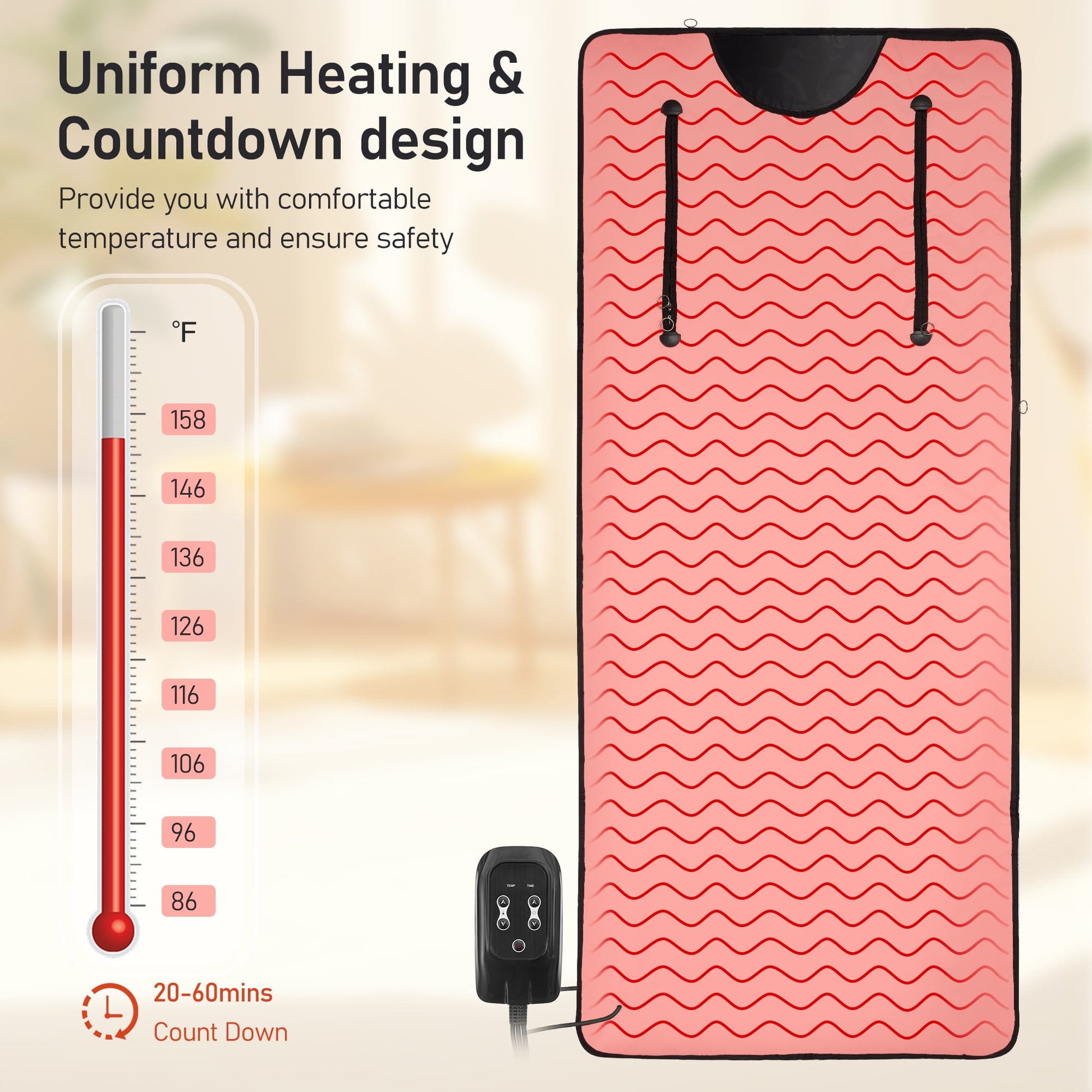 The Soothyla Sanctuary Blanket in Pink delivers far infrared heat therapy at home. 6 heat levels, 95–185°F, portable and foldable. Perfect gift. Free US shipping. 30-day guarantee.
