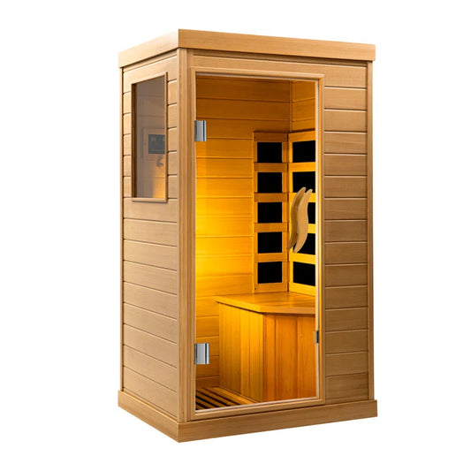 Soothyla Classic Cedar Sanctuary | 1-Person Low EMF Far Infrared Home Sauna | Canada Hemlock Wood 
