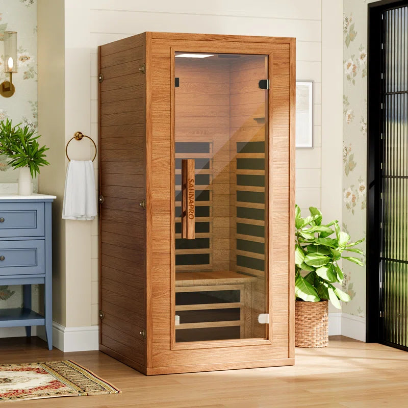 Soothyla Elite Okoume Sanctuary | 1-Person Infrared Home Sauna Bluetooth, LED Lighting & App Control