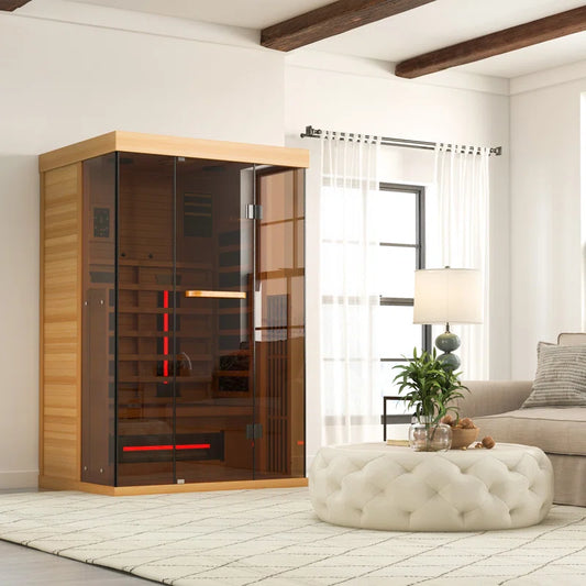 Soothyla Premier Dual Sanctuary 2-Person Low EMF Infrared Sauna - Okoume & Hemlock wood
