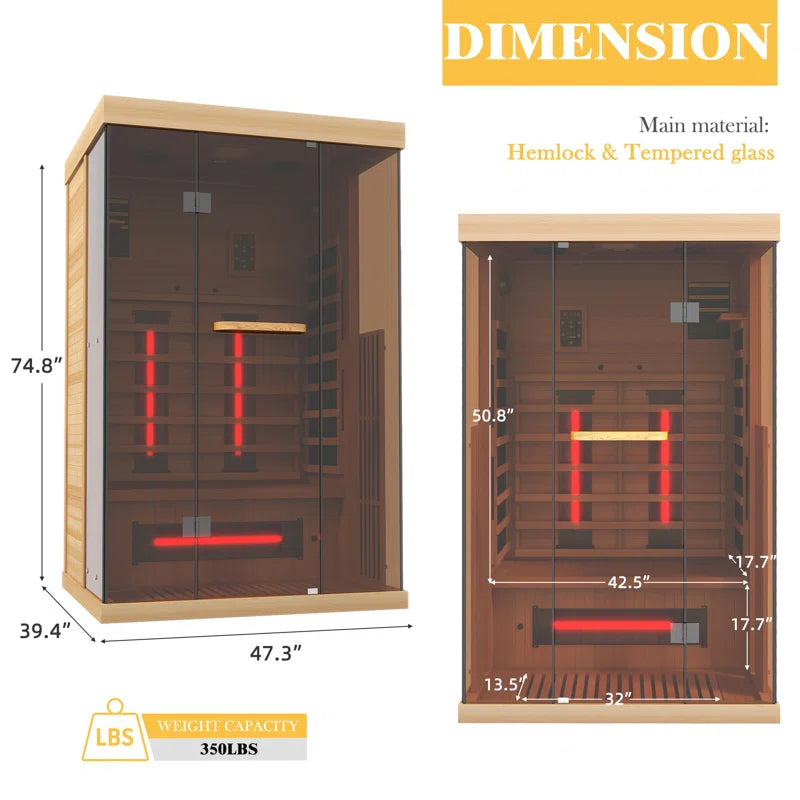 Best 2 -person infrared  sauna  interior - Soothyla Premier dual sanctuary