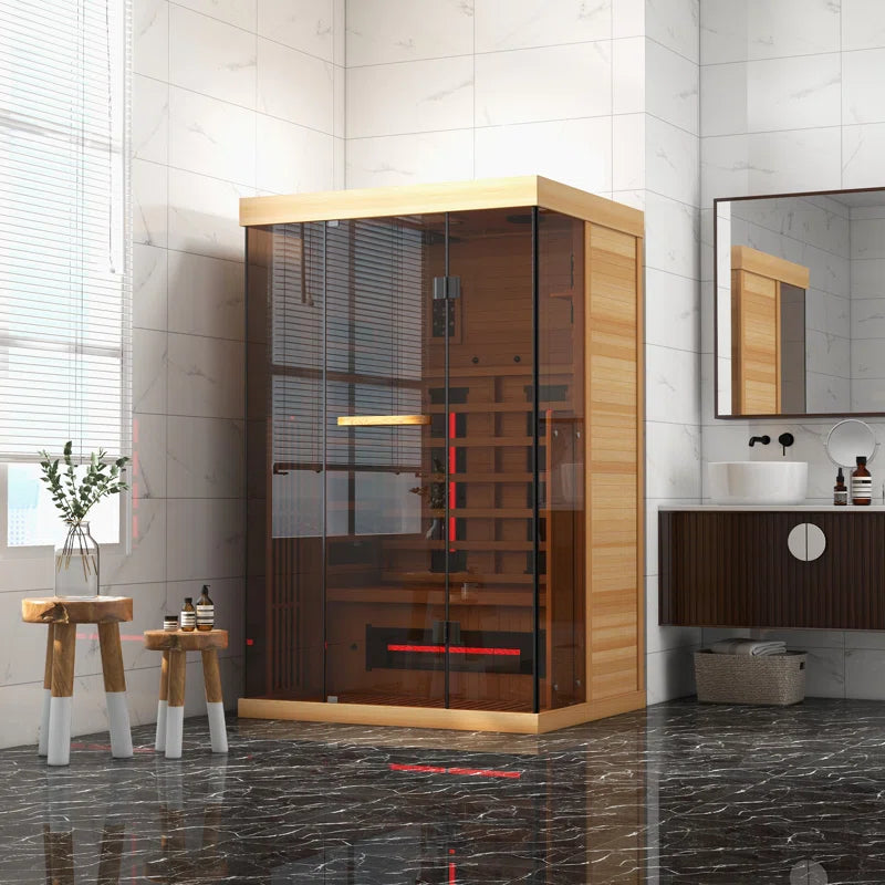 2 - Person Indoor Bluetooth Compatible FAR Infrared Sauna in Hemlock