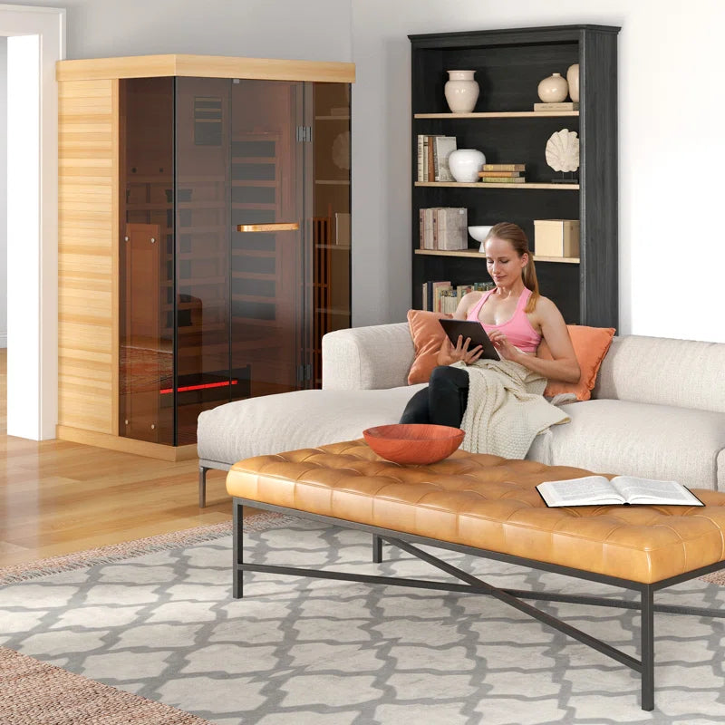2 - Person Indoor Bluetooth Compatible FAR Infrared Sauna in Hemlock