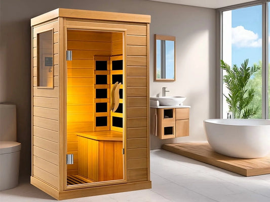 The Soothyla Classic Cedar Sanctuary is a 1-person low EMF far infrared home sauna crafted from Canada Hemlock wood. Deep heat therapy at home. Free US shipping. 30-day guarantee. 

