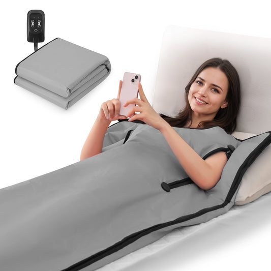 The Soothyla Sanctuary Blanket in Grey delivers far infrared heat therapy at home. Portable, foldable, 6 heat levels, 95–185°F. Free US shipping. 30-day money-back guarantee.
