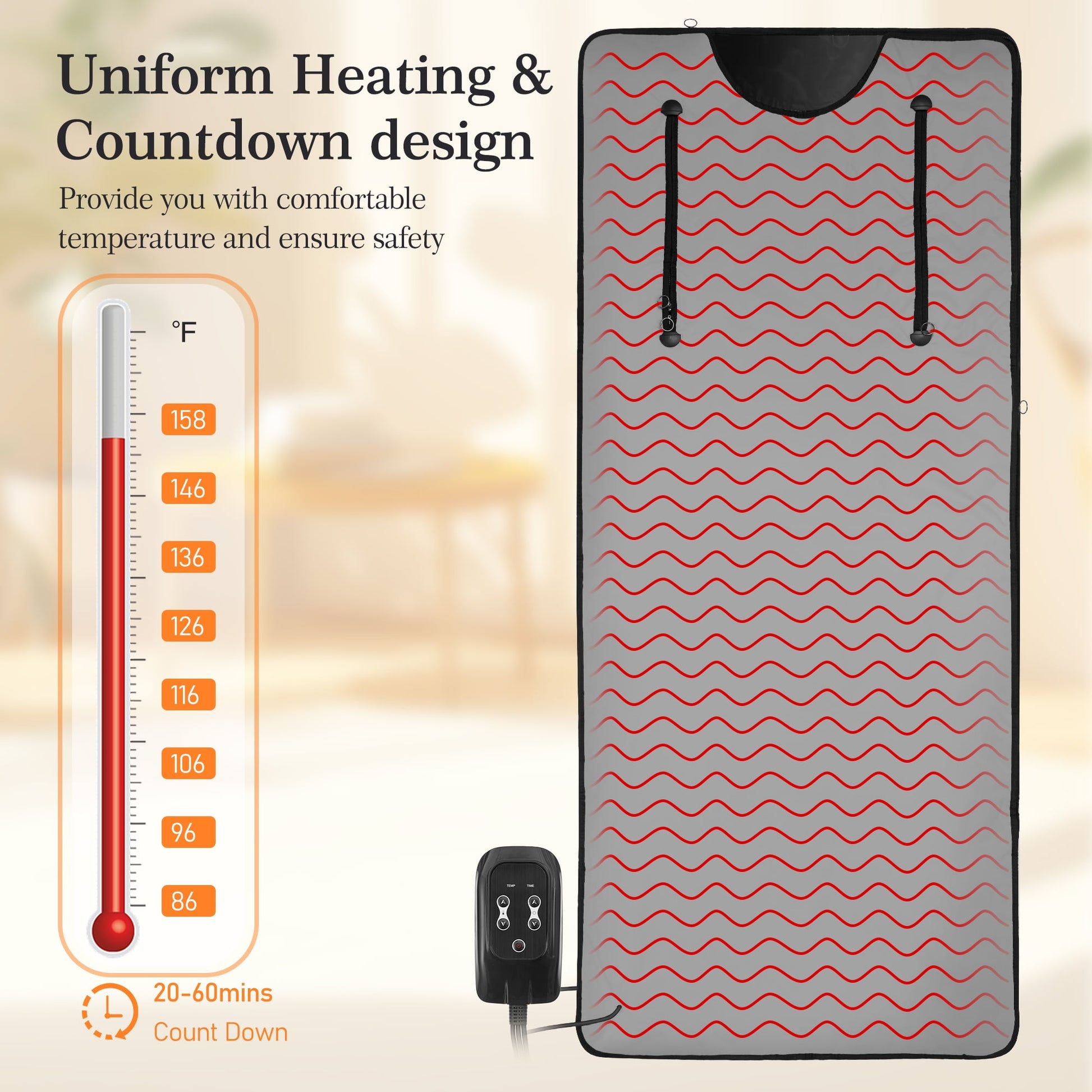 The Soothyla Sanctuary Blanket in Grey delivers far infrared heat therapy at home. Portable, foldable, 6 heat levels, 95–185°F. Free US shipping. 30-day money-back guarantee.
