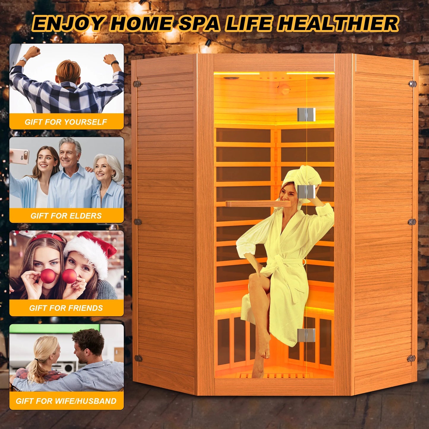 The Soothyla Grand Retreat Sanctuary — 2-3 person far infrared sauna with 7 heating panels, 2100W, Bluetooth speakers, tablet holder, cup holders & 7-color LED. Free US shipping. 30-day guarantee.
